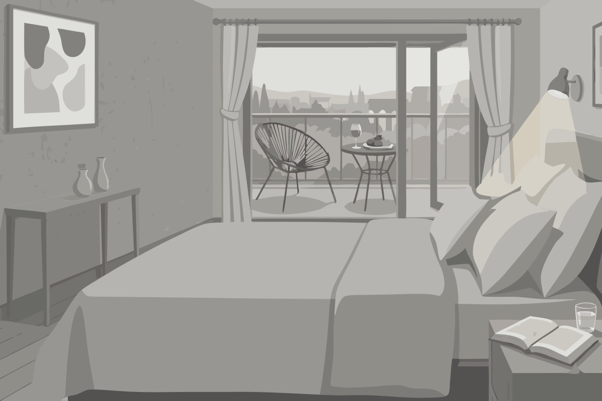 Chambre Double avec Salle de Bains Commune et Balcon